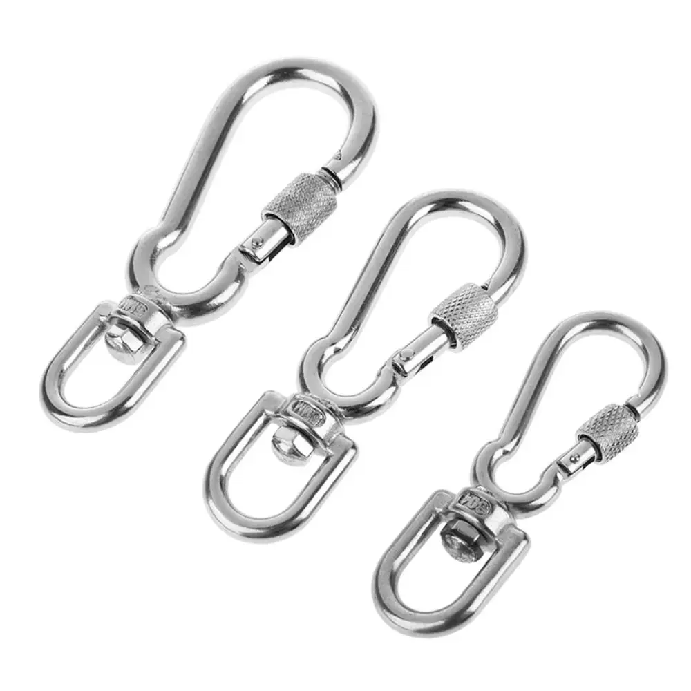 Portable Stainless Steel Snap Hooks Locking Quick Release Dog Leash Buckle Dog Leading Carabiner Clip For Dog Walking Camping