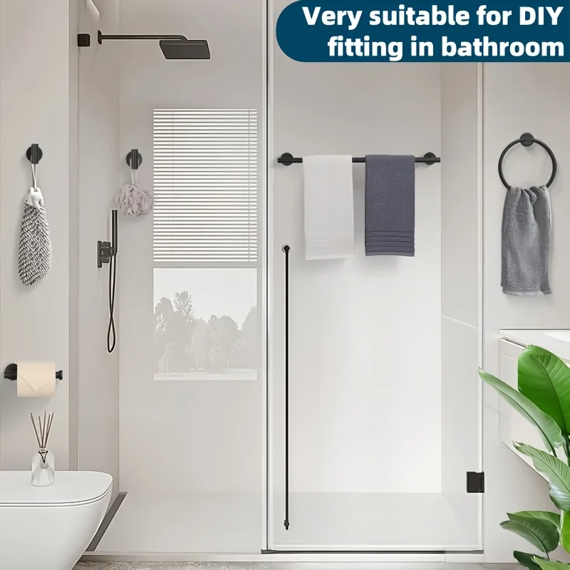 مجموعة أدوات الحمام المكونة من 5 قطع مثبت على الحائط الفولاذ المقاوم للصدأ شريط المناشف حلقة المناشف حامل ورق التواليت هوك اكسسوارات الحمام #2