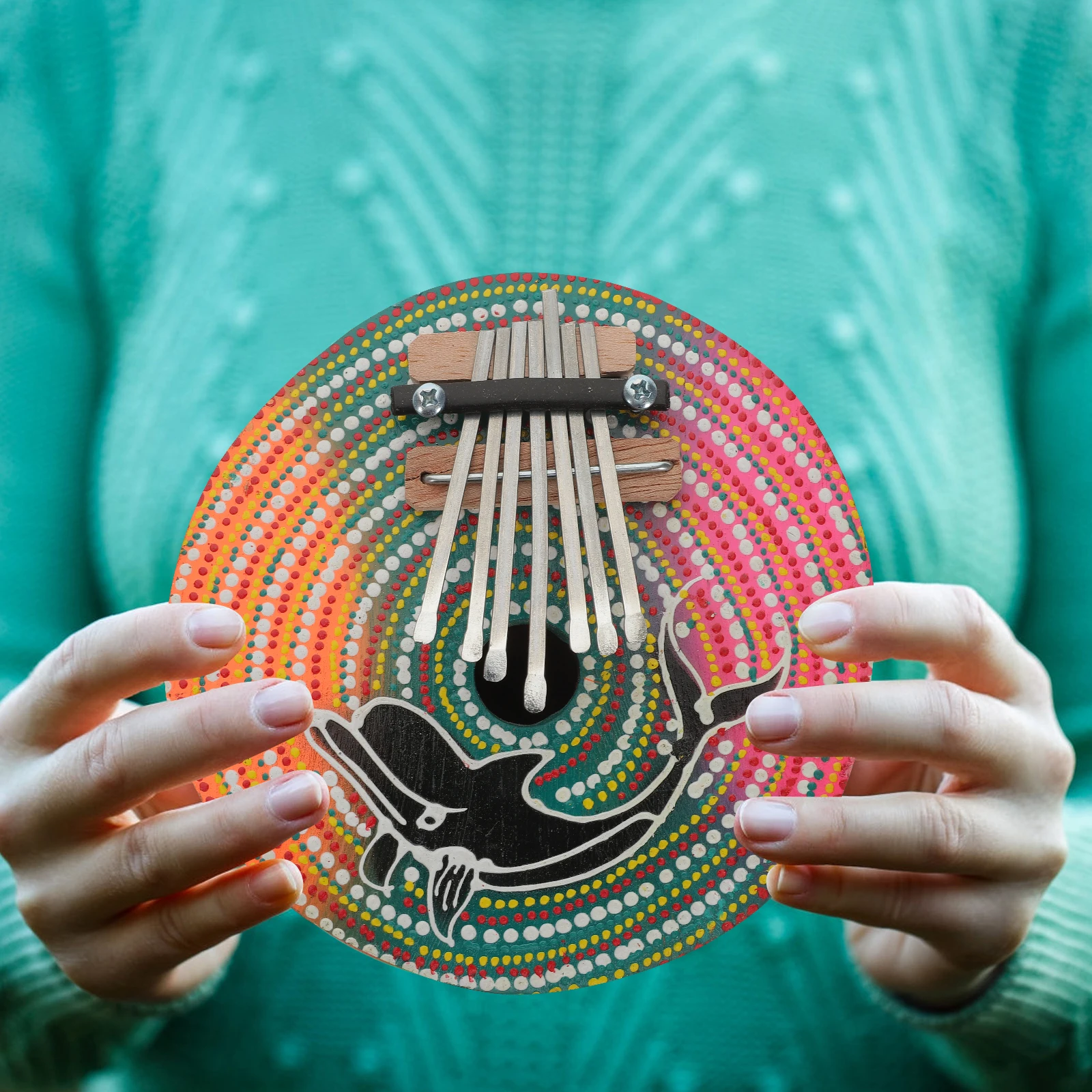 

Coconut Shell Thumb Piano Kalimba Musical Instrument with Paint Major Mini Wood Child