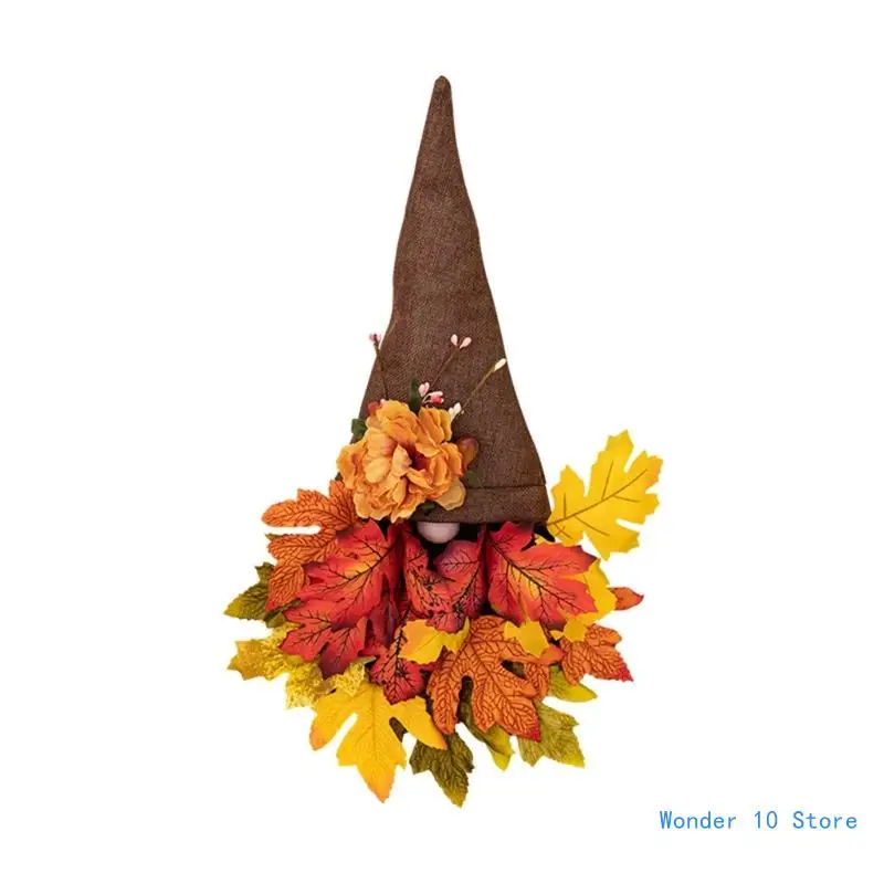 

Cozy Autumn Harvest Thanksgiving Festival Dark Maple Leaf Hat Door Accent