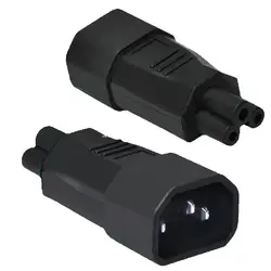 1pcs Black IEC320 C14 to C5 Convert Power Connector UPS APC PDU Male to Female Power Socket Plug Adapter for Laptop Computer 10A