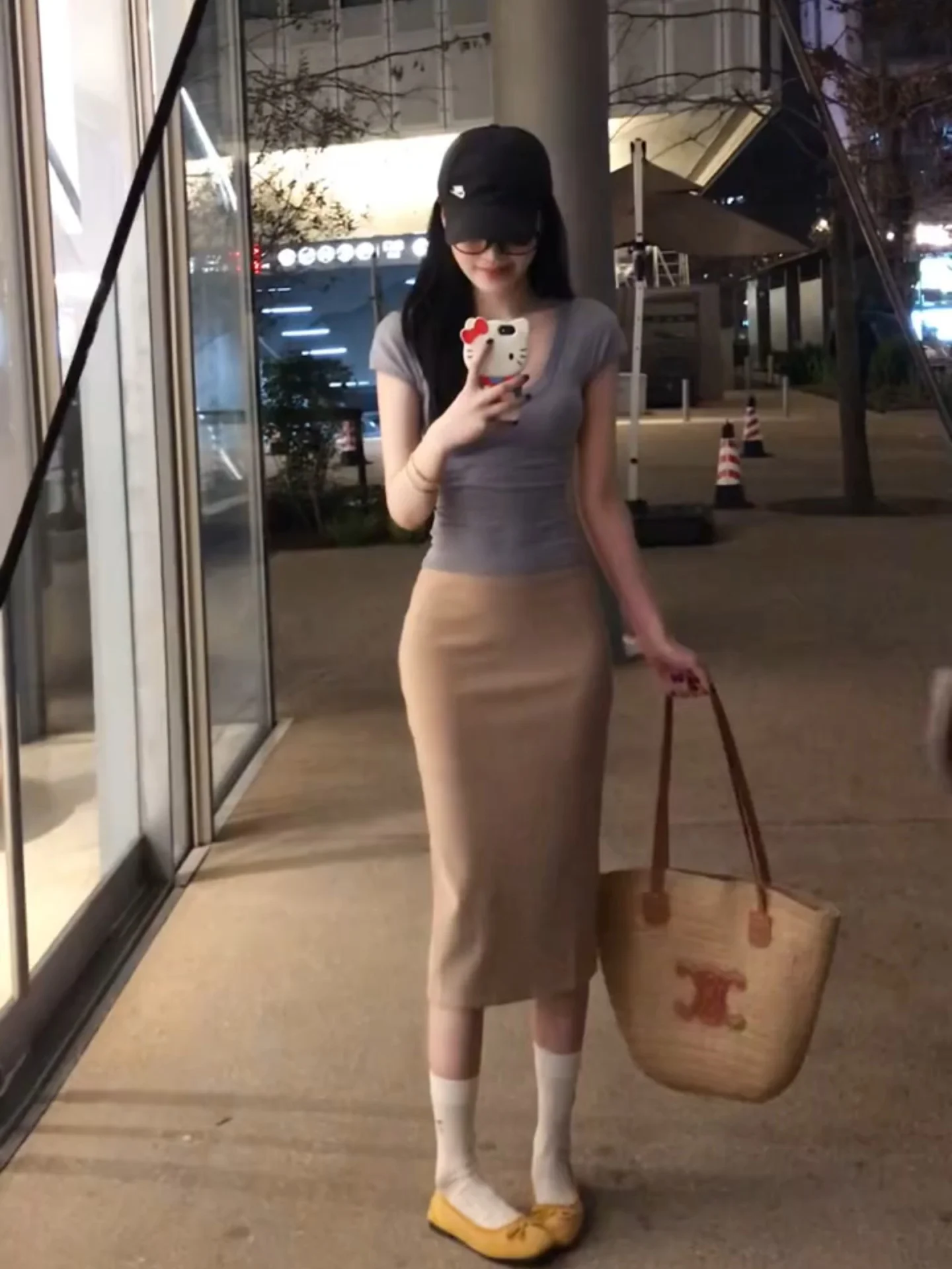 

Korean Style Summer Outfit Set Women's Pure Desire Short Sleeve Bodycon Top Half Length Skirt Two Piece Set Small Size