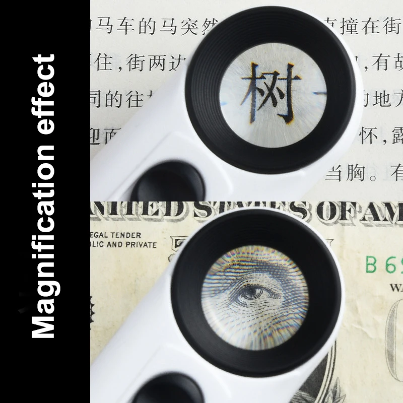 40X Handheld Magnifier With Two LED Lights Identification Jewelry Diamond Jade Mirror HD Magnifying Glass