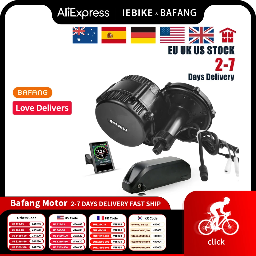 

BAFANG 750W 48V Kit Complet Mid Drive Motor E Bike Kit Electric Bike Conversion Kit With Battery 20Ah 8Fun BBS02 BBS02B