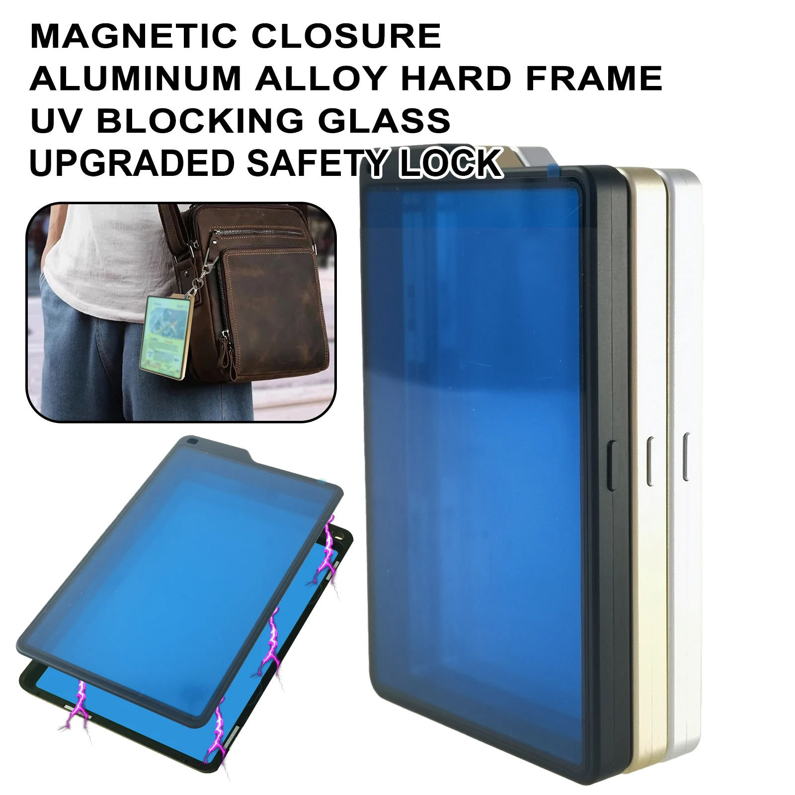 Aluminum Alloy Graded Cards Protector Case For BGS Slab, UV & Scratch Resistant Trading Card Magnetic Display Box Holder