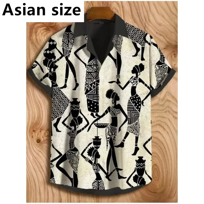 Vintage African Style 3D Printed Men's Retro Ethnic Tribal Short Sleeve Shirts Fashion Casual Vacation Streetwear Men's Shirts