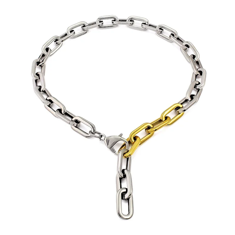 Silver Mixed Gold Color Chain Necklace Punk Chain Choker Necklaces Collar Statement Hip Hop Big Chunky Stainless steel collar