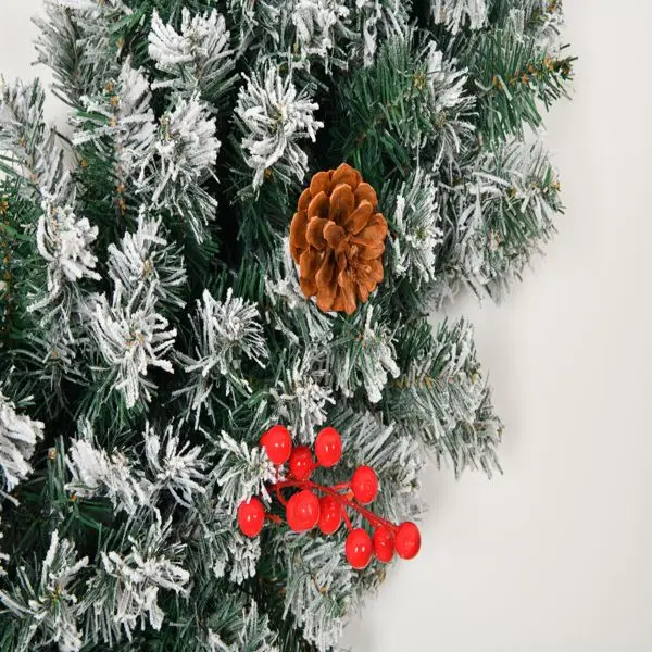 إكليل عيد الميلاد الاصطناعي المضيء مقاس 24 بوصة مع يتدفقون الثلج وجهاز التحكم عن بعد - يعمل بالبطارية اللاسلكية للداخلية والخارجية