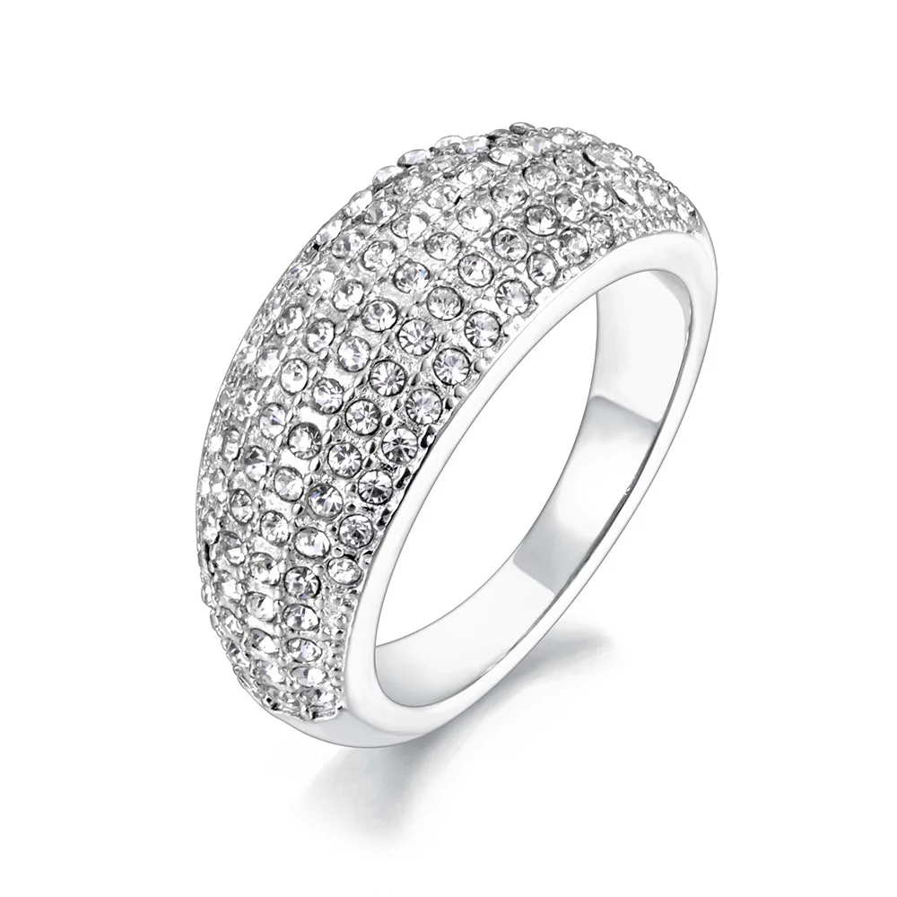 Lokaer Trendy 316L Stainless Steel Pave Setting Cubic Zirconia Ring For Women Real Gold Plated Finger Jewelry Bijoux Gift R23102