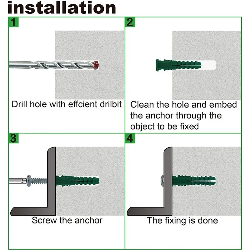 Plastic Self Drilling Ribbed Drywall and Wall Anchors with Screws Kit,66 Piece Wall Plug Anchor Expansion Bolt Pipe Column