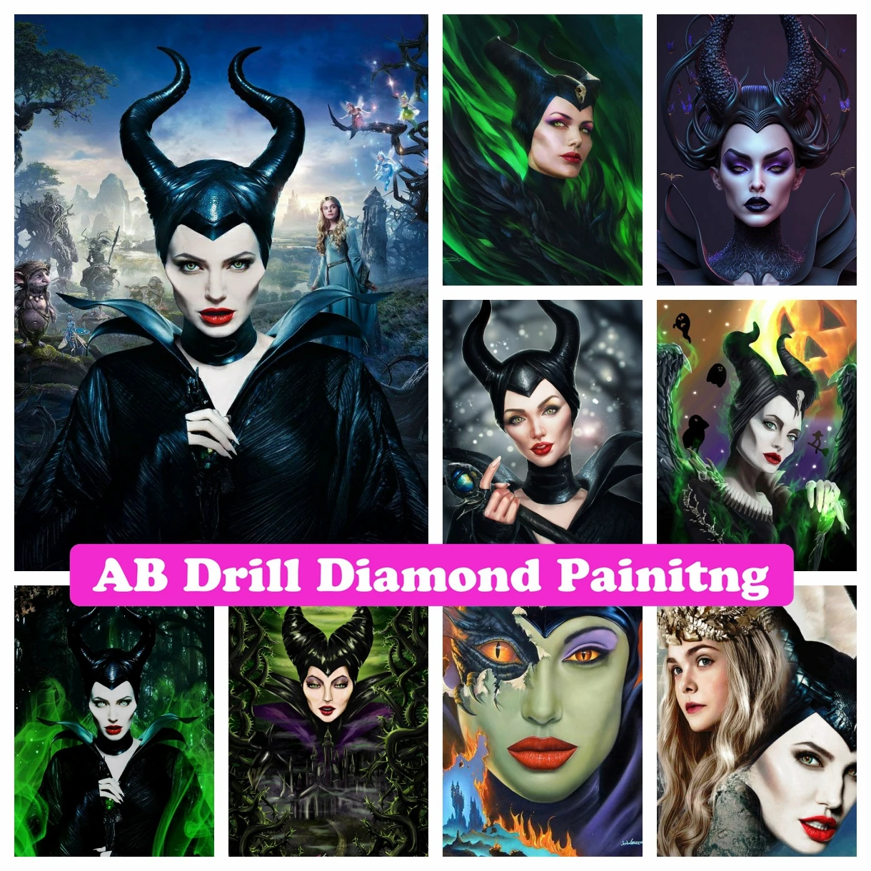 

Maleficent Disney Witch 5D AB Diamond Painting Cross Stitch Kits Embroidery Handicraft Mosaic Picture of Rhinestones Home Decor