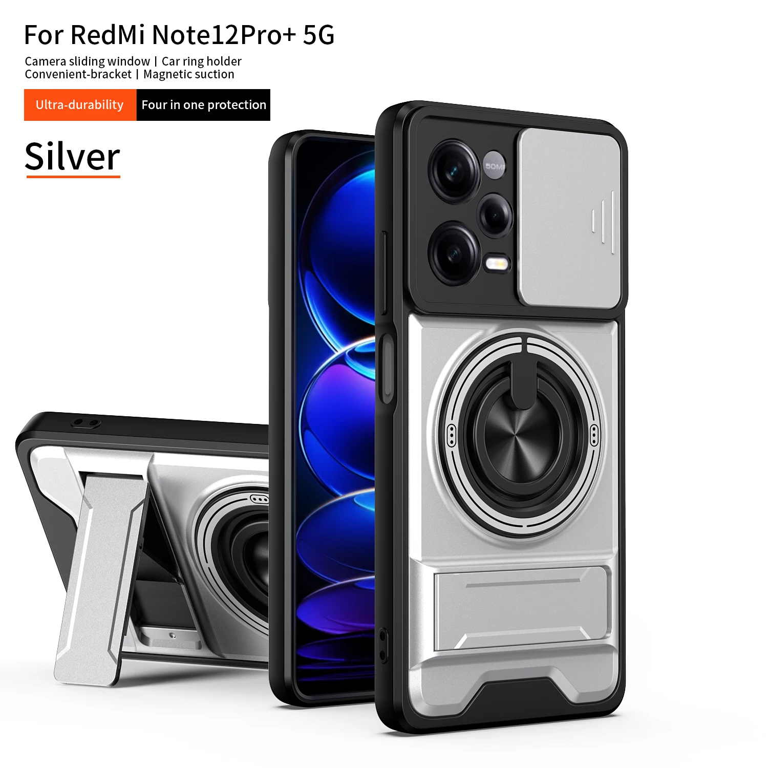 For Redmi Note 12 Pro+ Case Redmi Note 12 Pro Plus Cover Magsafe Magnetic Fold Holder Military Armor Camera Protection Cover view 5