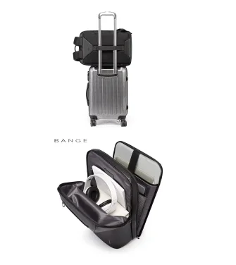 Bange Leather Backpack Men Business Backpack Laptop 15.6 Inch Computer Bag Large Capacity  Bag Male Backpack Fashion