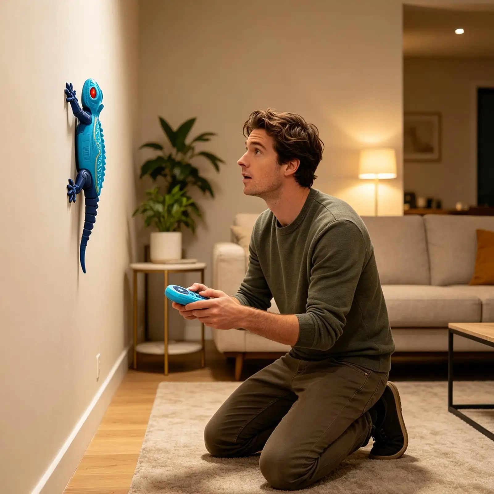 Remote Control Gecko Wall Climber Toy, Electric RC Lizard with Sound Light, Indoor Wall Walking Reptile Toy for Kids Boys Girls