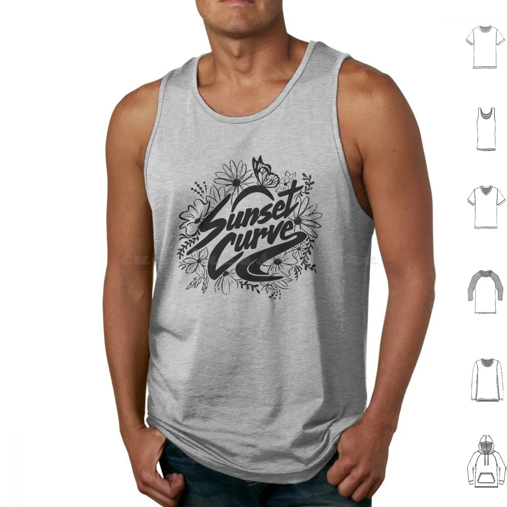 Sunset Curve-Black Floral Tank Tops Vest Sleeveless Sunset Curve Charlie Gillespie Owen Joyner Jeremy Shada Jadah Marie
