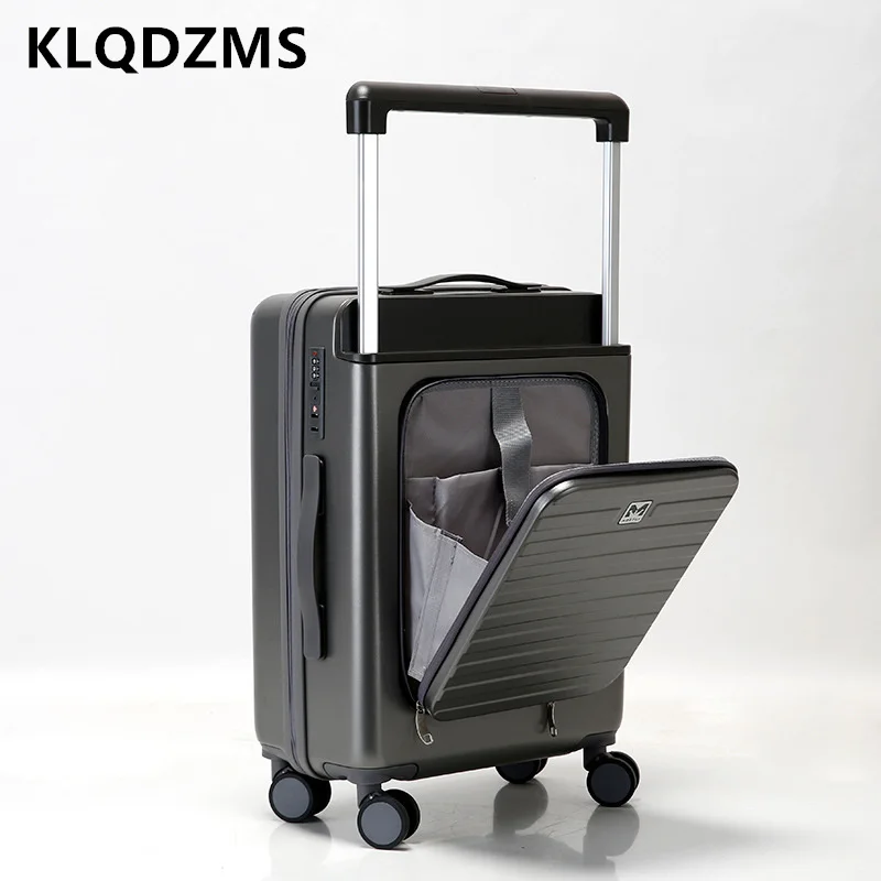 KLQDZMS – valise à roulettes avec couvercle arrière ouvert pour ordinateur portable, bagage à main Durable 20 \