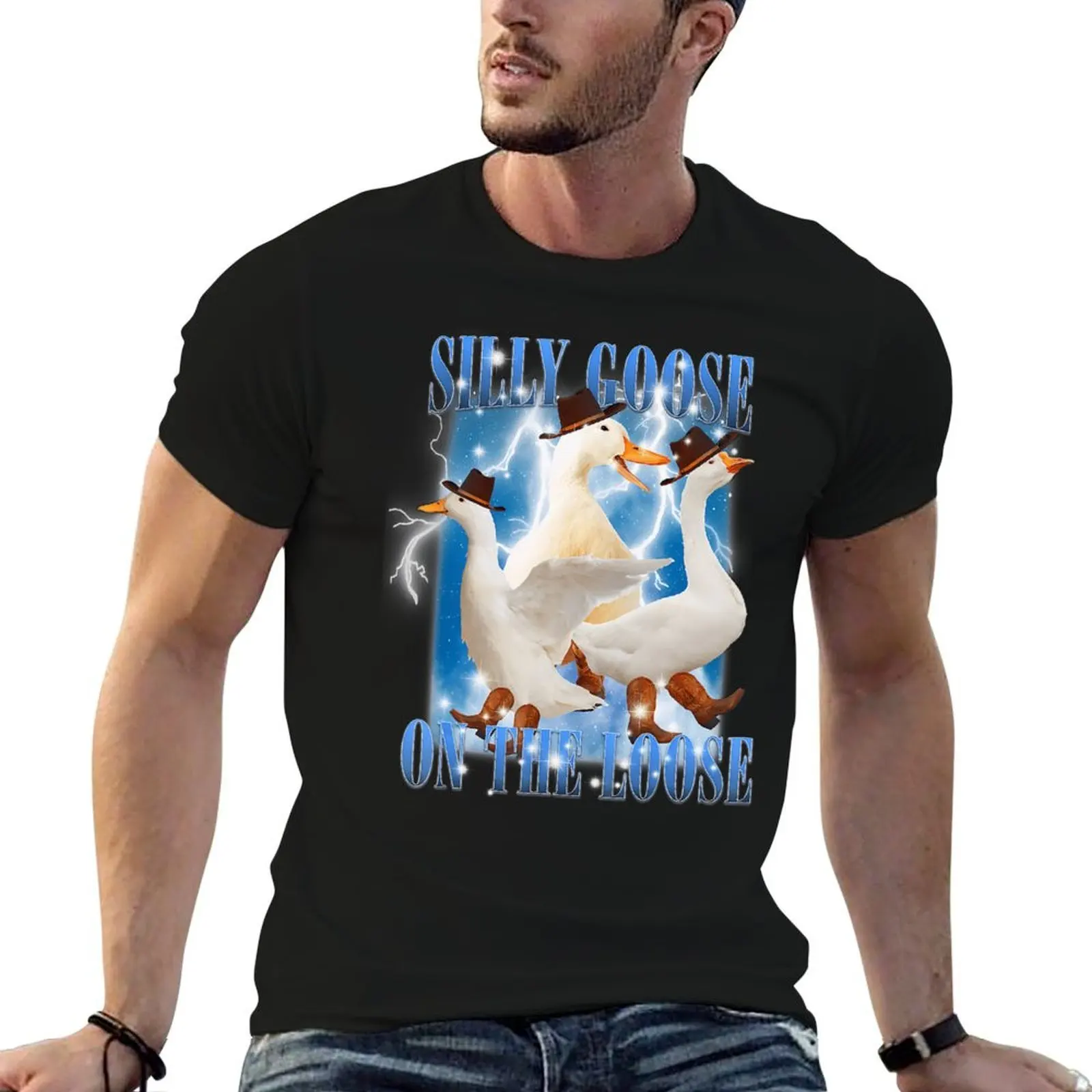 

Retro Goose Meme Silly Goose On The Loose T-Shirt t shirts for man slim fit t shirts designer T-Shirt