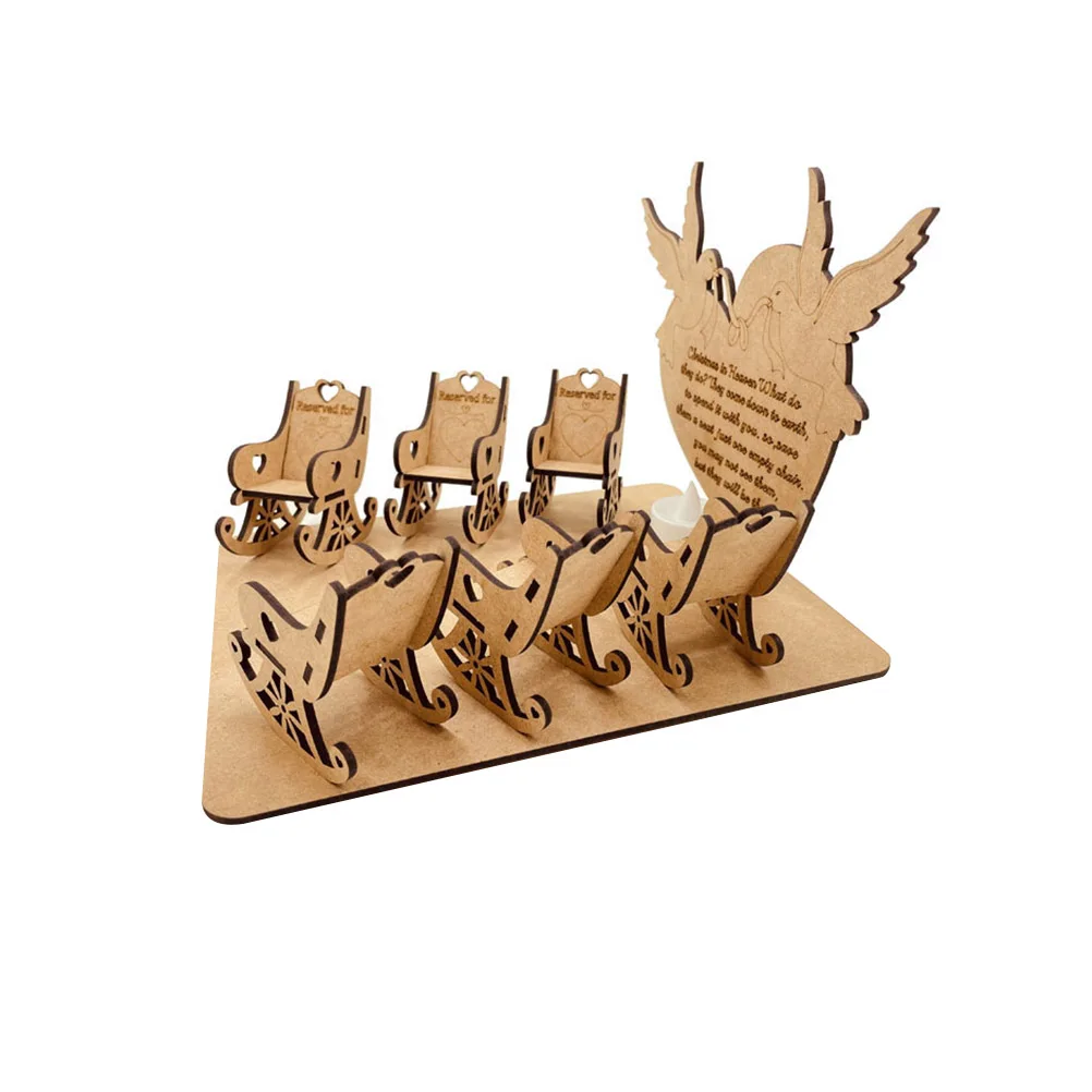 Decoración navideña para silla de madera, adorno conmemorativo familiar, artesanía de madera duradera, adorno festivo de escritorio, Led incluido, 1 ud.