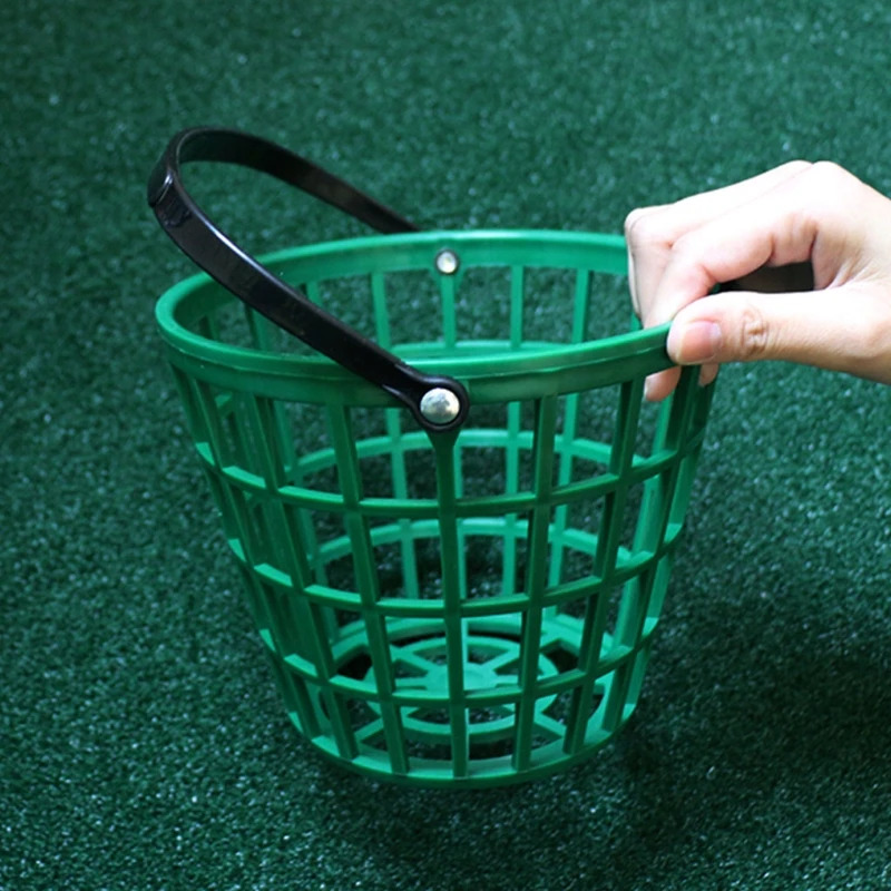 Nylon Golf Ball Container with Handle Portable Golf Ball Basket Plastic Green Mesh Bucket Stadium Accessories Durable