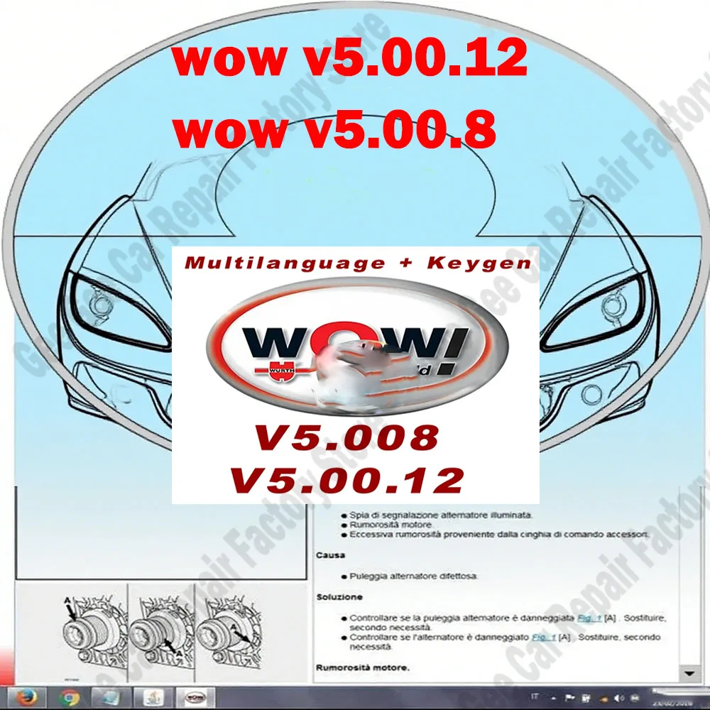 

W-urth WOW V5.00.12 WOW 5.00.8 Car Maintenance Tool obd2 scanner R2 Software Multi-languages with Keygen For Tcs Multi-diag Tool