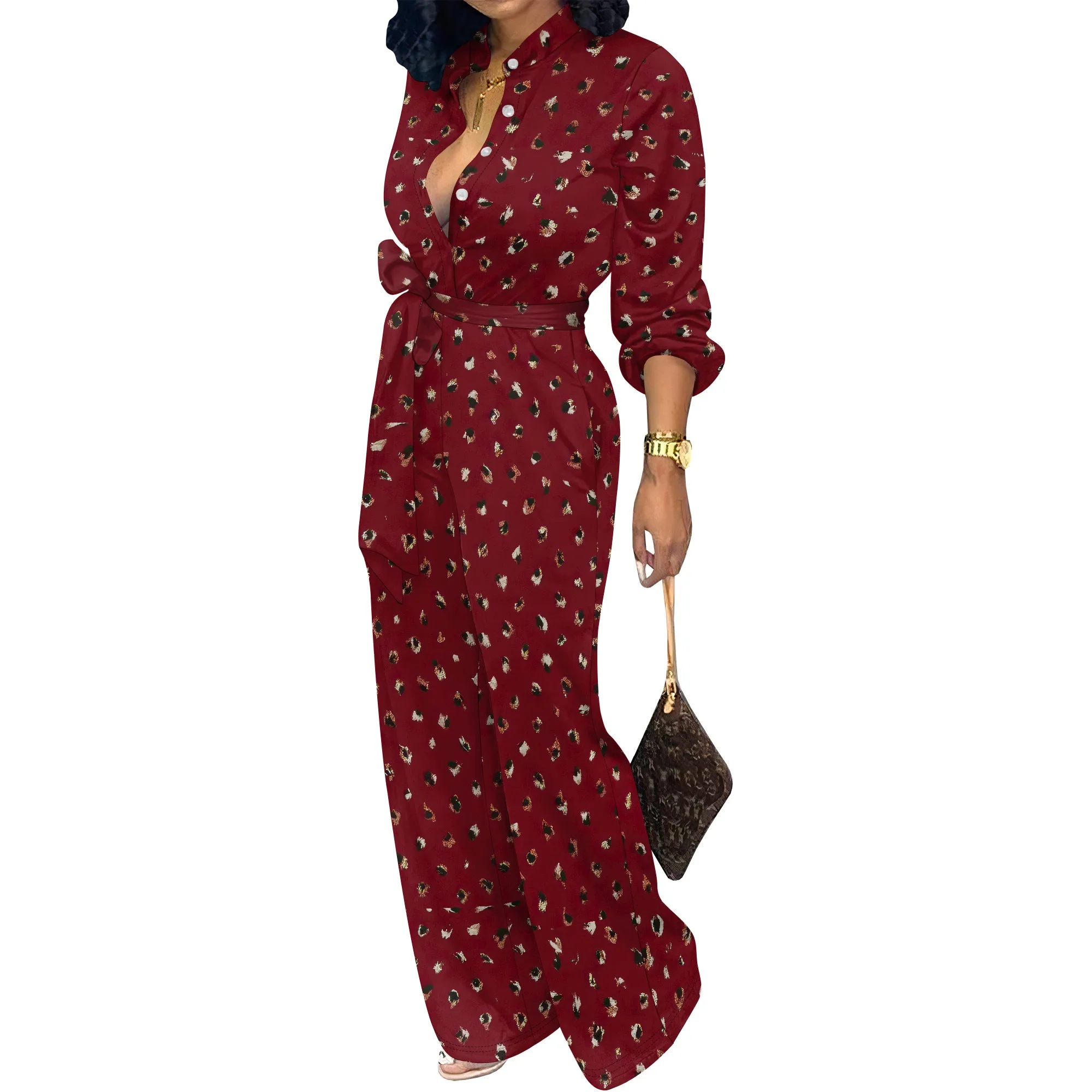 

Jumpsuits for Women Formal Sexy Elegant Long Straight Pants Busineess Party Jumpsuit with Belt Pockets