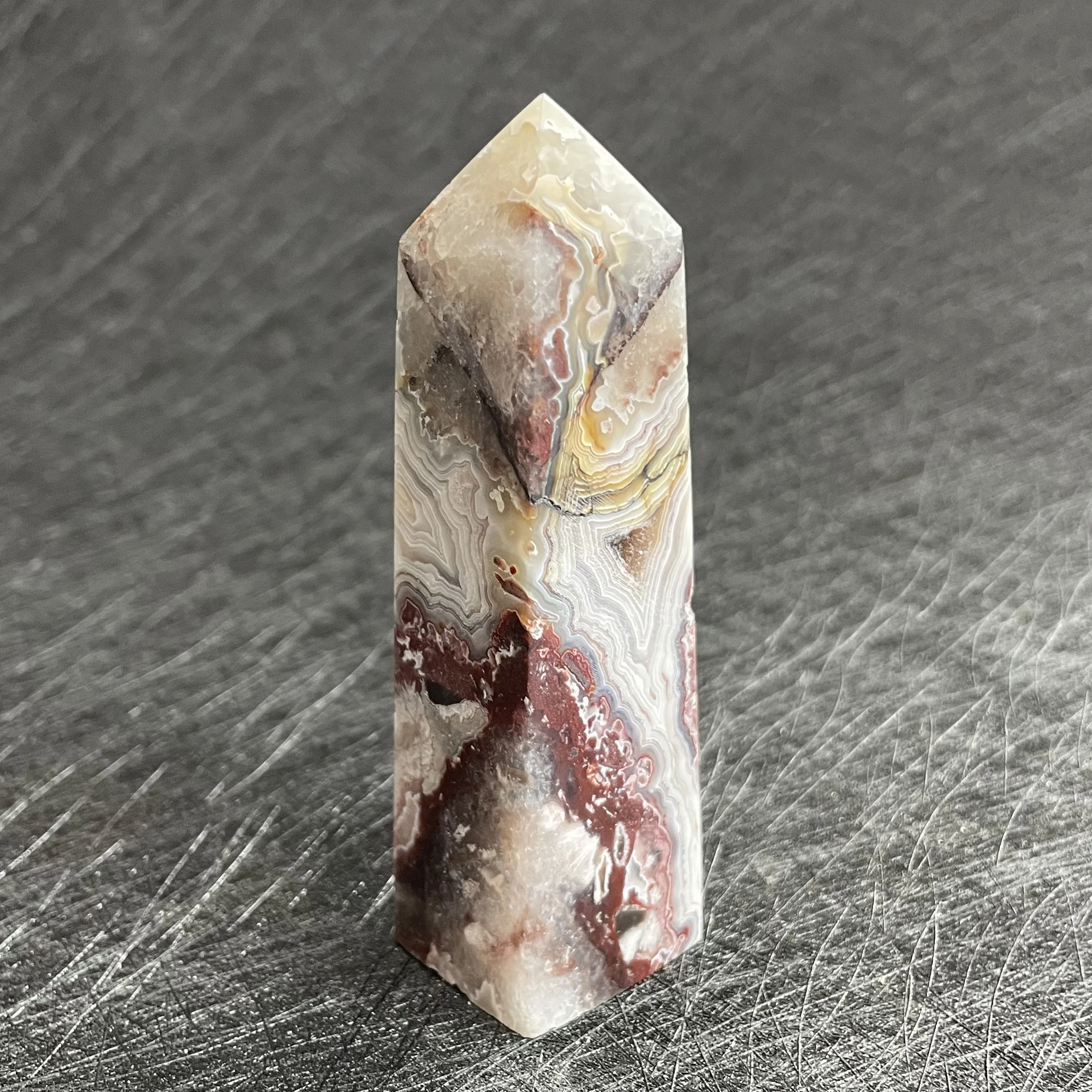 

Natural Stone Mexico Agate Tower Crystal Wand Quartz Point Decor Polished Obelisk Divination Healing Gift Reiki Feng Shui