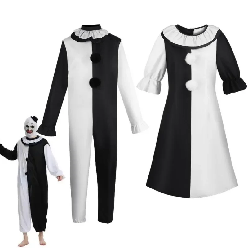 

Terrifier 3 Art The Clown Cosplay Movie Men Jumpsuit Women Role Play Fancy Dress Up Horror Dress Suit Halloween Carnival Party