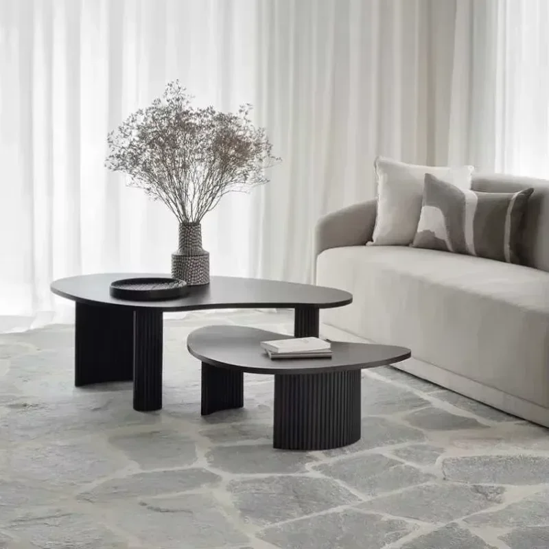 Silent Wind Crescent Design Tea Table Homestay Network Red Creative Irregular Tea Table Office Black  Combination