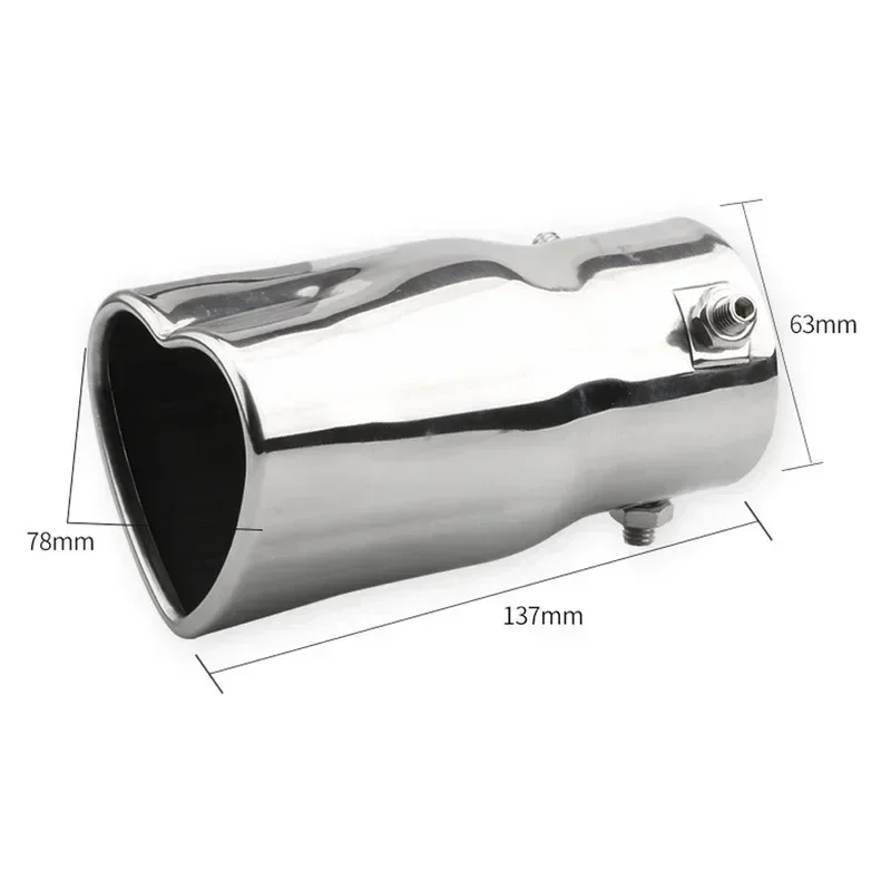 Heart-Shaped Car Exhaust Tip Clamp-On Muffler Tail Pipe Stainless Steel Burnt Blue Silver Rear Tail Throat Universal