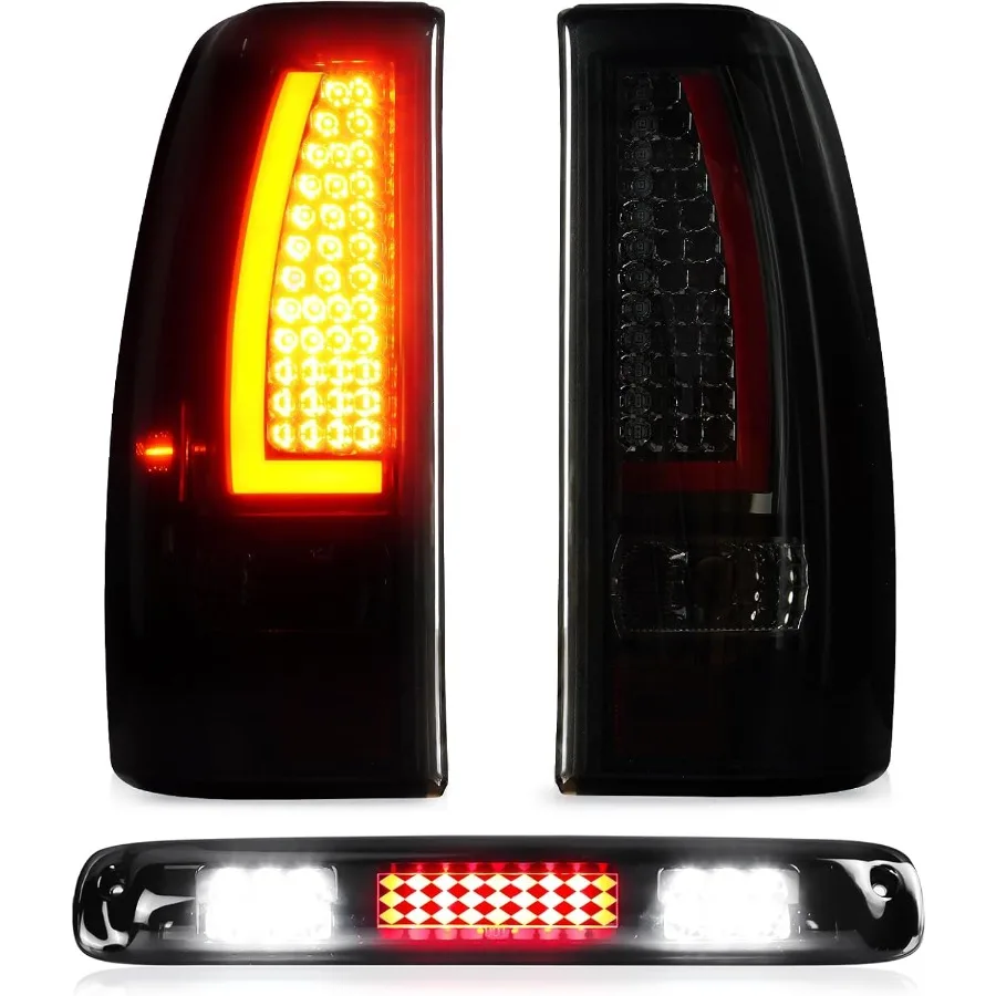 LED Rear Tail Light with Third Brake Lamp for Chevrolet Silverado 1500 2500 9902 1500HD 2500HD 0102 and GMC Sierra 1500 2500 99