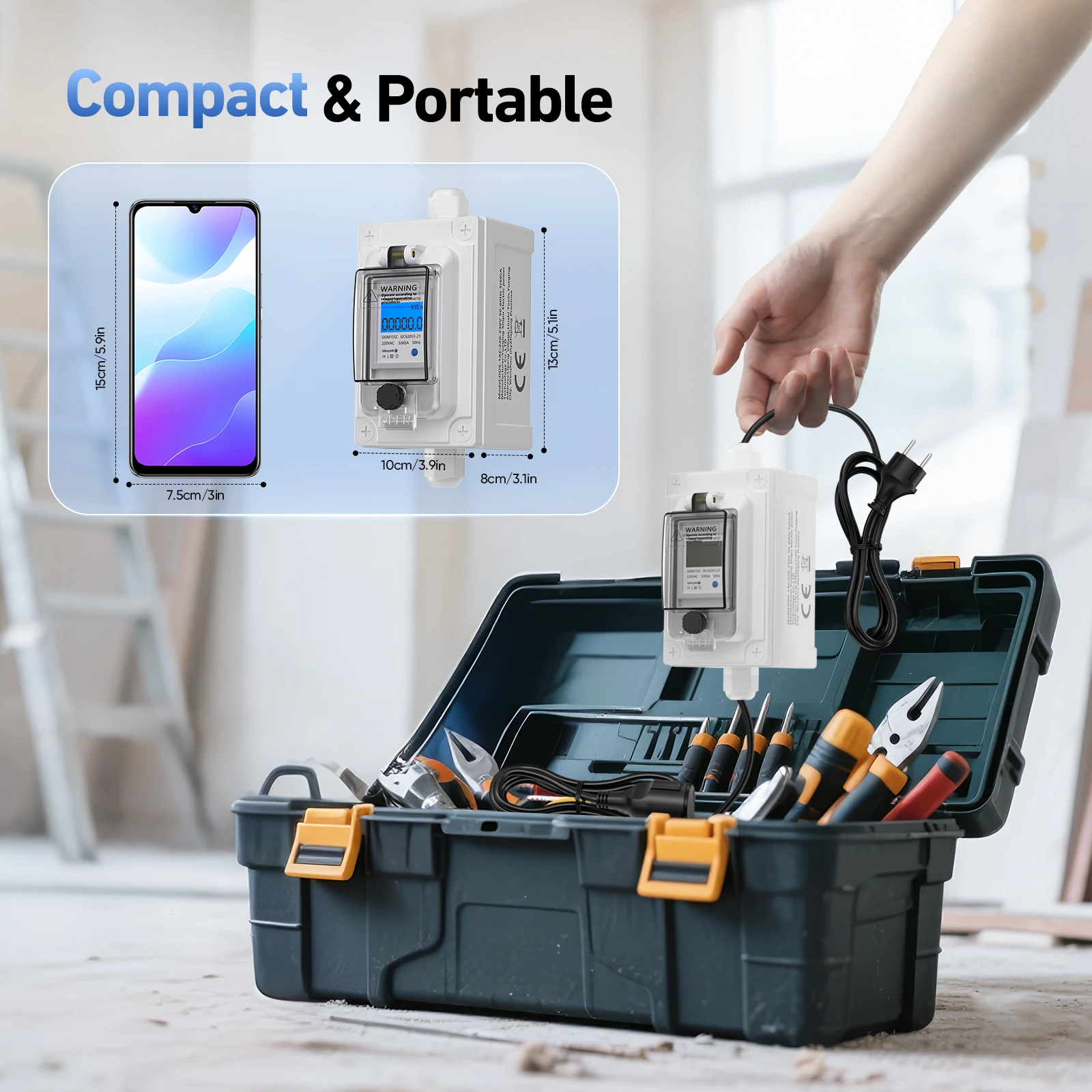 230 فولت 60A المحمول الرقمي الحالي متر المحمول متر CEE في الهواء الطلق كيلوواط ساعة متر مع IP67 مقاوم للماء ، المكونات الصناعية LED الحالي Mete