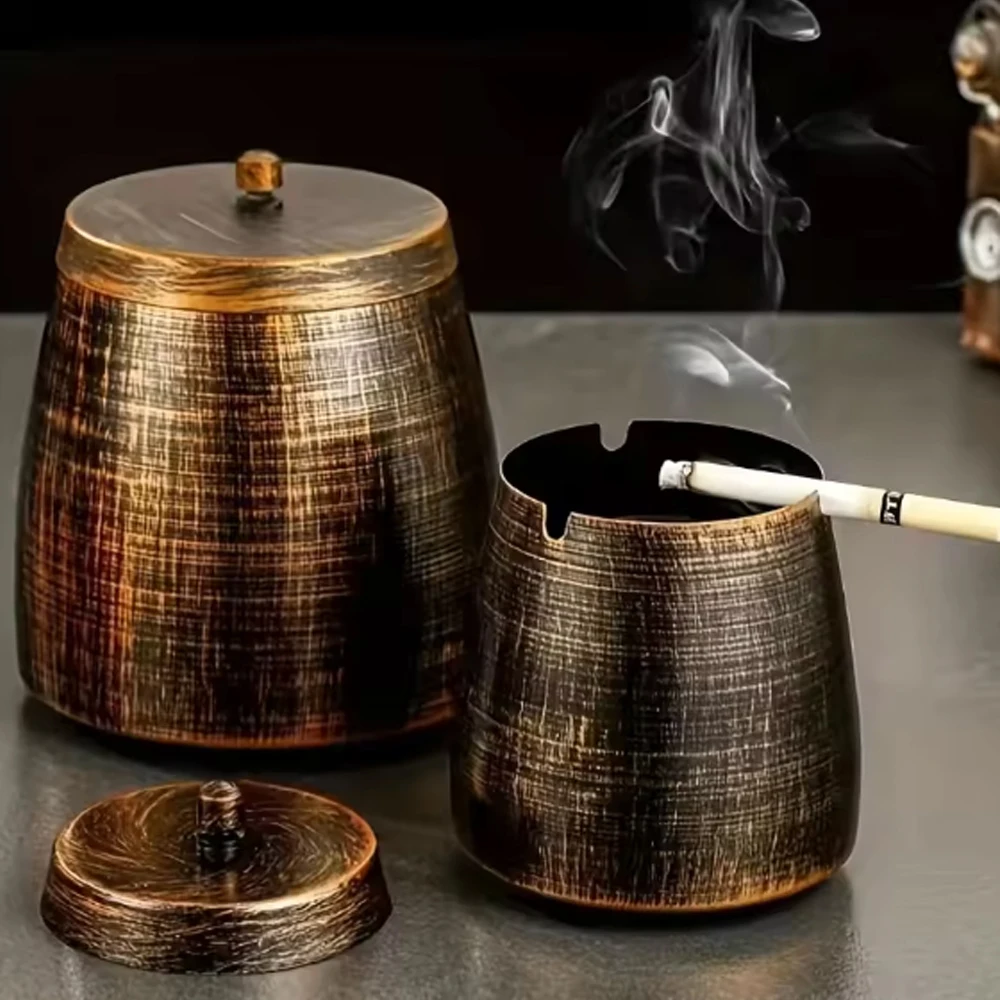 Cenicero para exteriores Ceniceros para Patio con juegos de tapas para cigarrillos Cenicero de acero inoxidable para exteriores con tapa para exterior