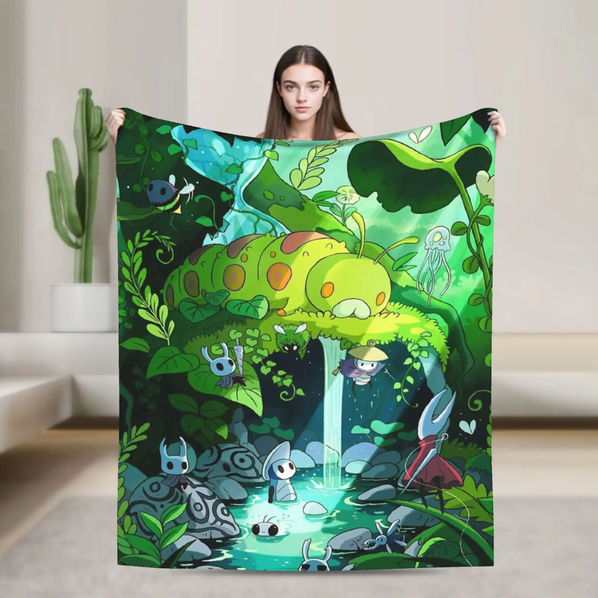 

Hollow Knight Silksong poster Blanket Flannel Soft Throw Blanket for Airplane Travel Bed Rug