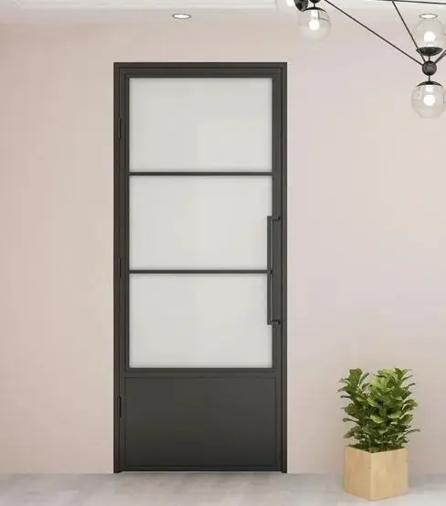 Household Minimalist Style Aluminum Frame Anti Peep Glass French Door Moisture Proof French Hinged Doors Living Room Glass Doors