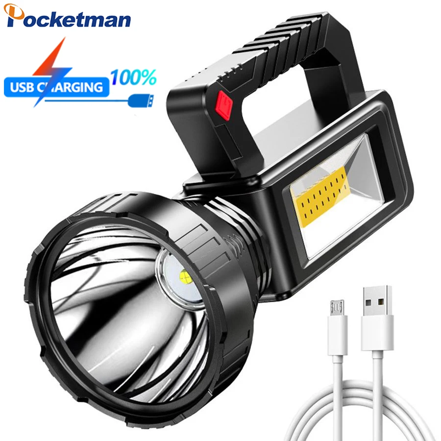 

Powerful LED+COB Work Light 4 Modes USB Rechargeable Handheld Flashlight Super Bright Searchlight Camping Lamp Emergency Torch