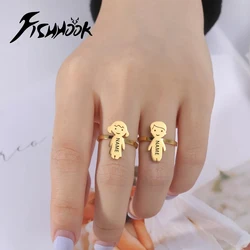 Boy Girl Finger Ring Personalized Mother Kid Child for Woman Men Custom Family Engrave Name Couple Gift Stainless Steel Jewelry