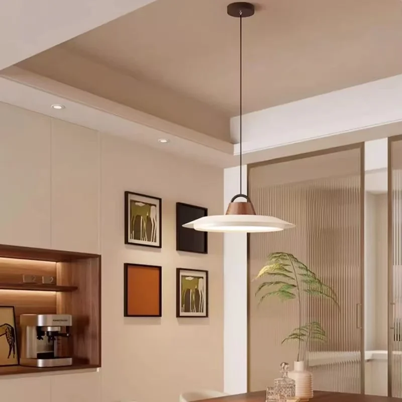 AiPatTe Modern Dimmable Chandelier Luster with Walnut Hardware Suspended Adjustable Height Pendant Light for bedroom Living Room