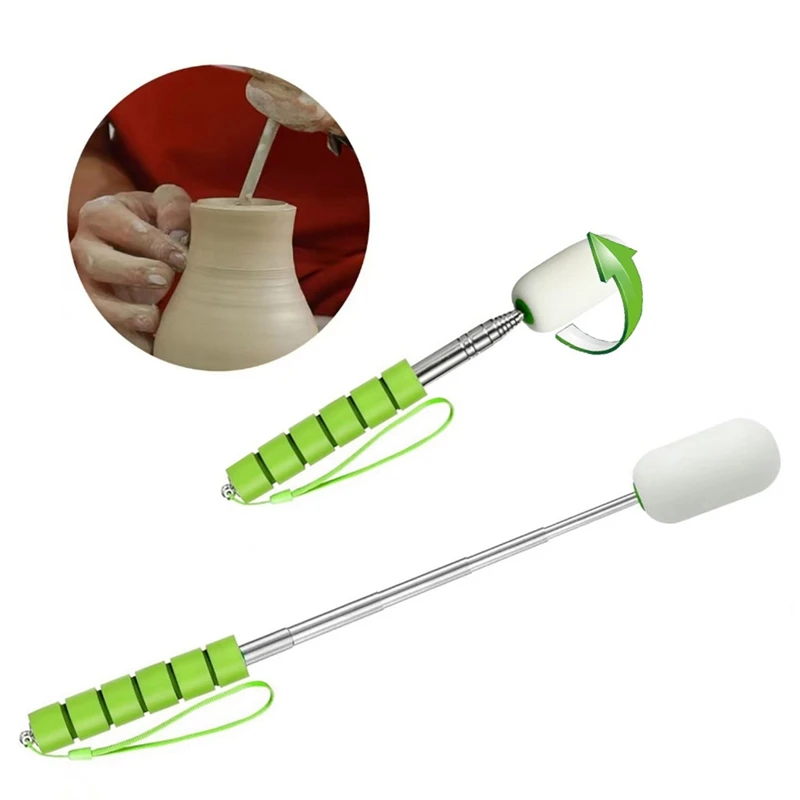 ABDJ-2Pcs Telescoping Sponge Stick For Pottery, Pottery Sculpture Sponge Holder Ceramic Throwing Stick Pottery Trimming Tools