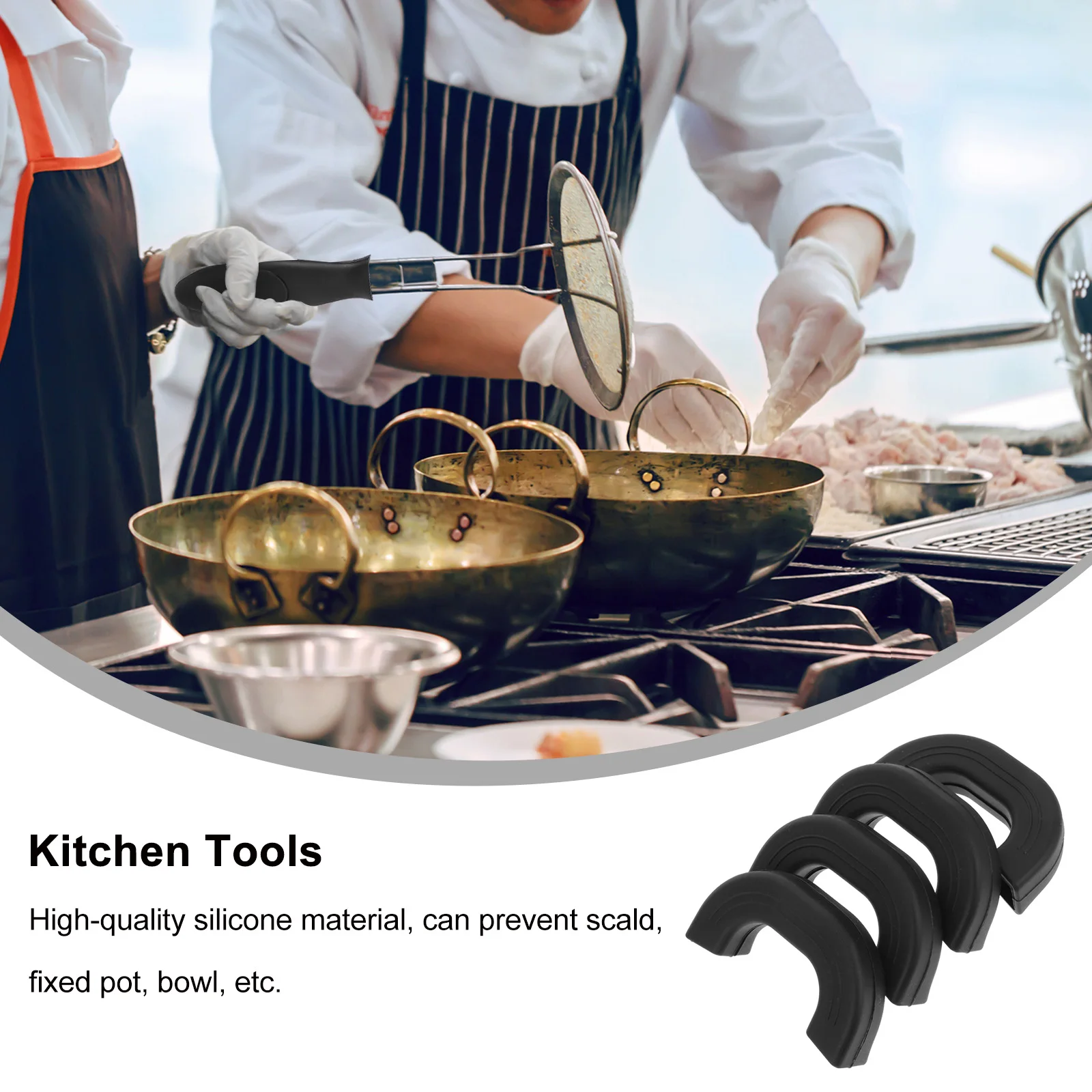 

4pcs Silicone Pot Handle Sleeve Heat Resistant Insulation Kitchen Tool Skidproof Wearproof Easy Clean Oven Glove Replacement