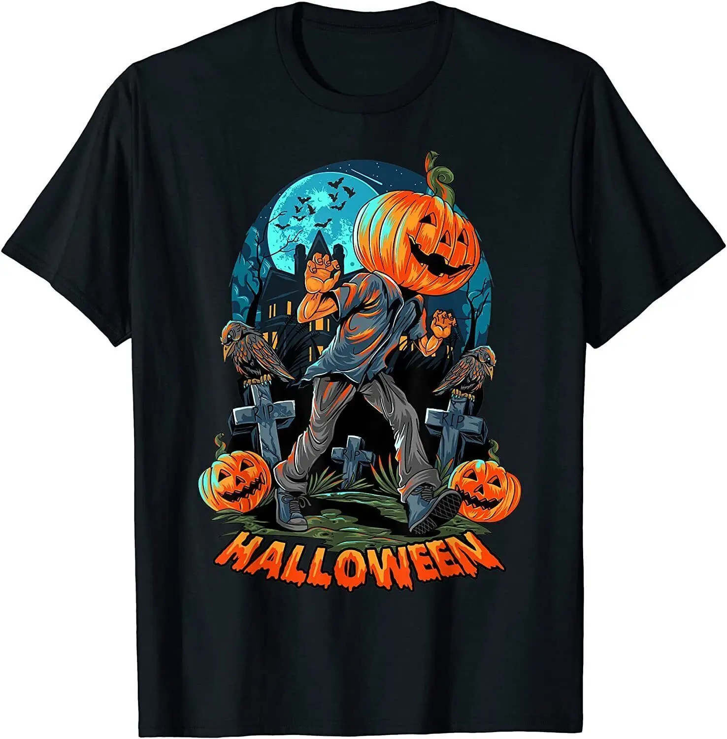 

NEW LIMITED Scary Pumpkin Head Halloween T-Shirt