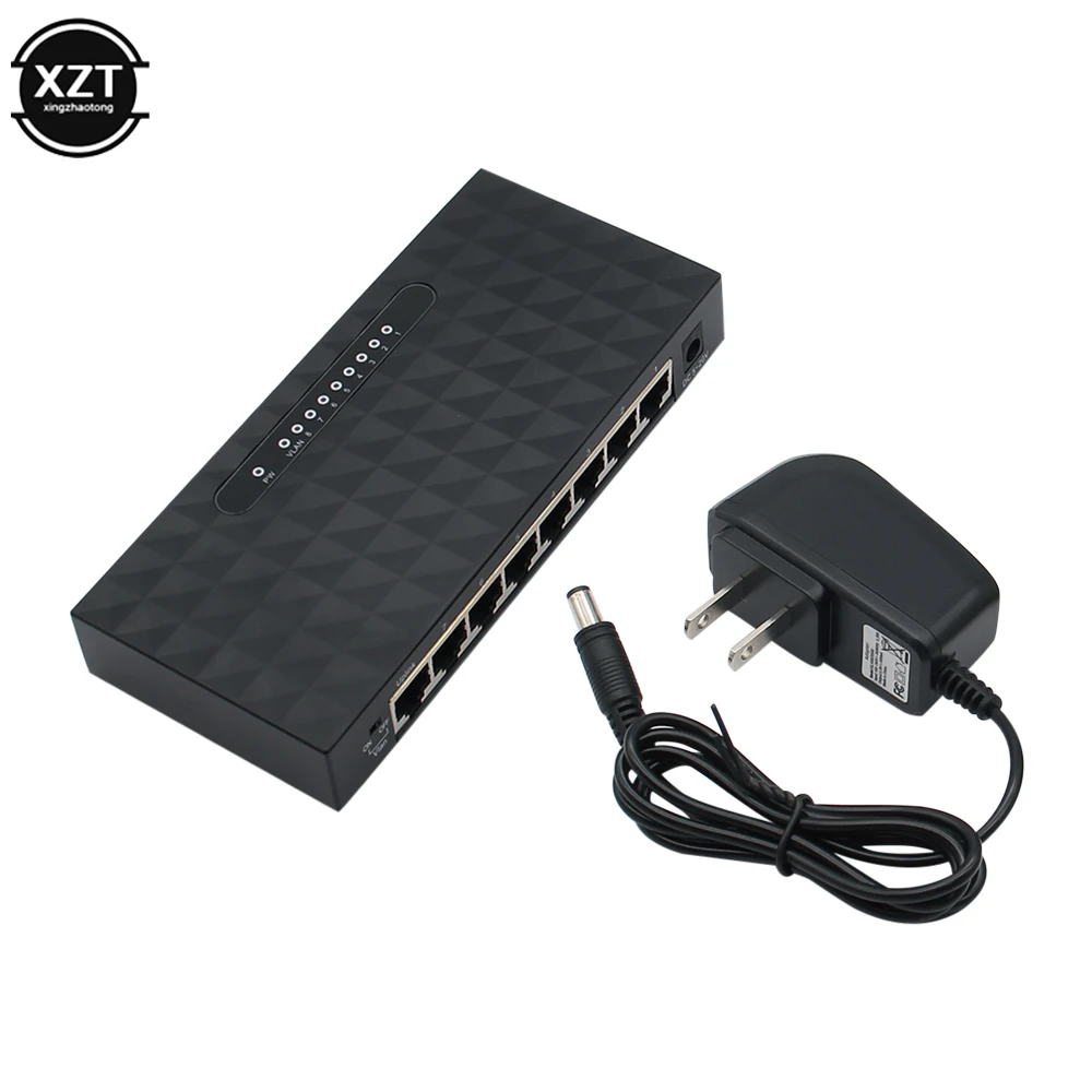 8 منافذ 1000Mbps جيجابت جهاز سويتش للشبكات إيثرنت مفتاح ذكي عالية الأداء RJ45 Hub الاتحاد الأوروبي/الولايات المتحدة الإنترنت الخائن