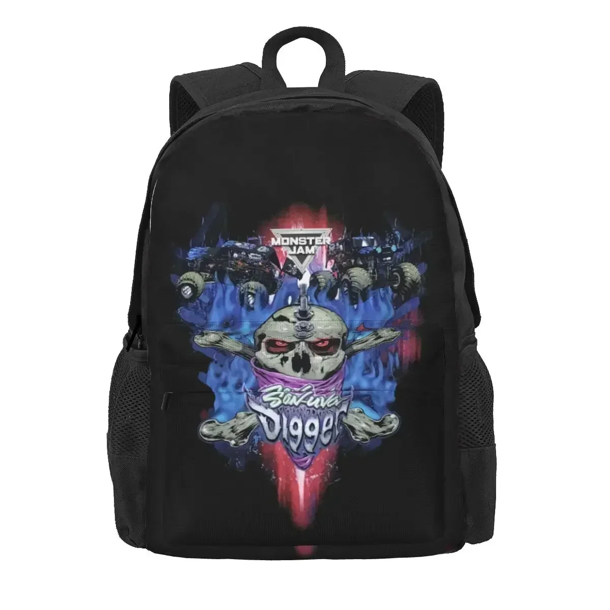 Monster Jam Truck Son Uva Digger Gravedigger Large Capacity Backpack Print Portable Gymnast Bag Riding Backpack
