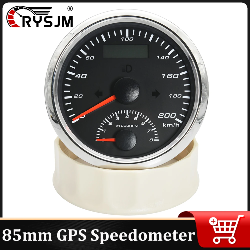 

85 мм 2 в 1 автомобильный датчик GPS спидометр с тахометром 0-8000 об/мин одометр для автомобиля, лодки, мотоцикла с указателями поворота