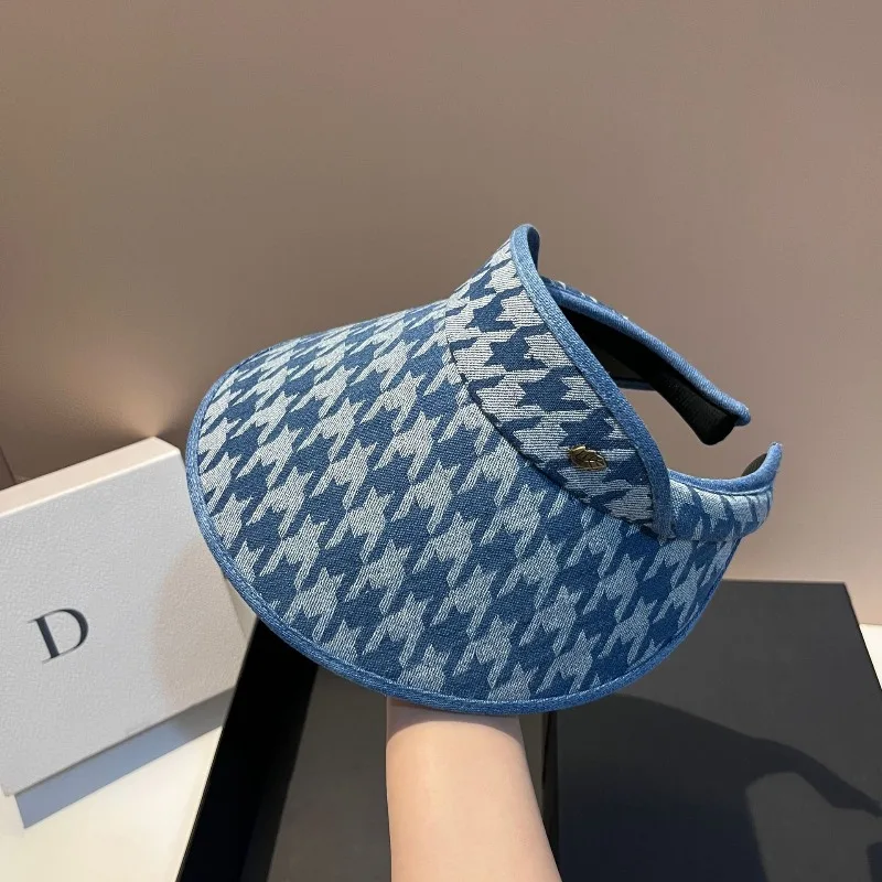 

Houndstooth Sun Visor Women Wide Brim UPF50+ Breathable Summer Hat for Outdoor Sports Adjustable Lightweight Free Shipping​​