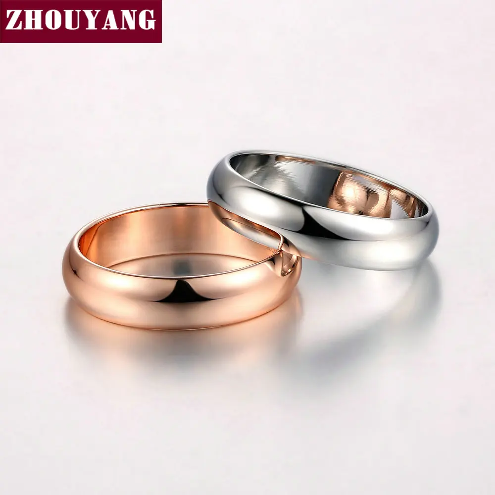 Simple Style Rose Gold Color Jewelry Wedding Couple Ring Full Sizes Top Quality R050 R049