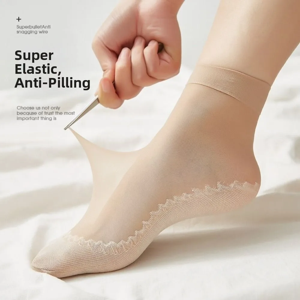 New High Elastic Sheer Socks Breathable Solid Color Short Socks Nylon Ultrathin Thin Ankle Short Socks