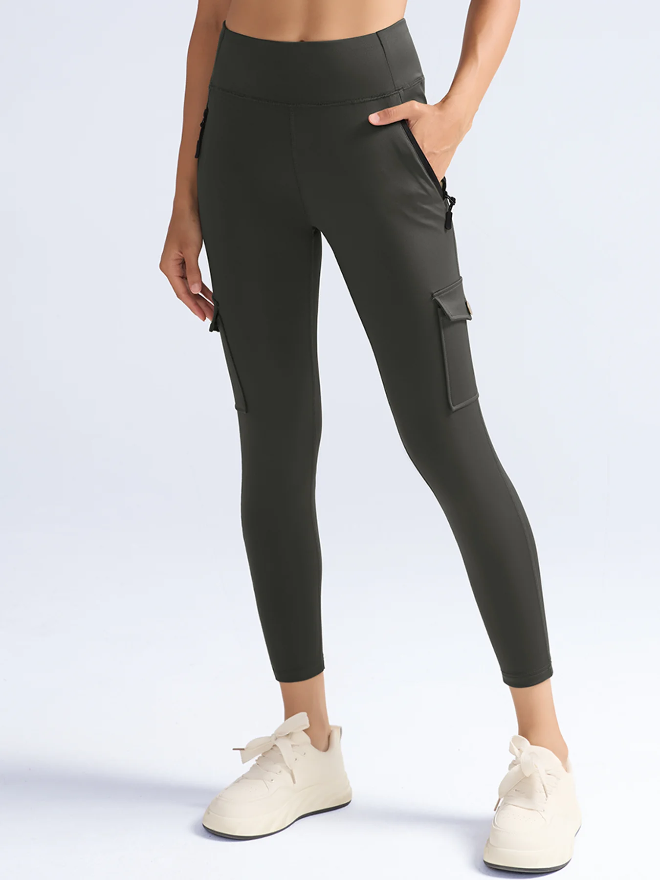 Women Multi Pocket Cargo Leggings High Waist Lifting Butt Leggings Stretch Slim Workout Yoga Pants