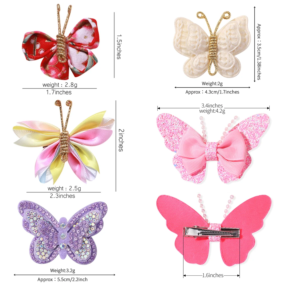 2pcs/set Rainbow Butterfly Hair Clips For Girls Fashion Sequin Hairpins Children Cute Barrettes Kids Hair Accessories Gifts