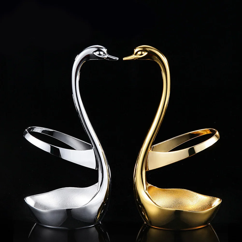 

2Pcs Decorative Swan Shaped Fruit Fork Holders Metal Cutlery Storage Containers Kitchen Supplies for Restaurant Home