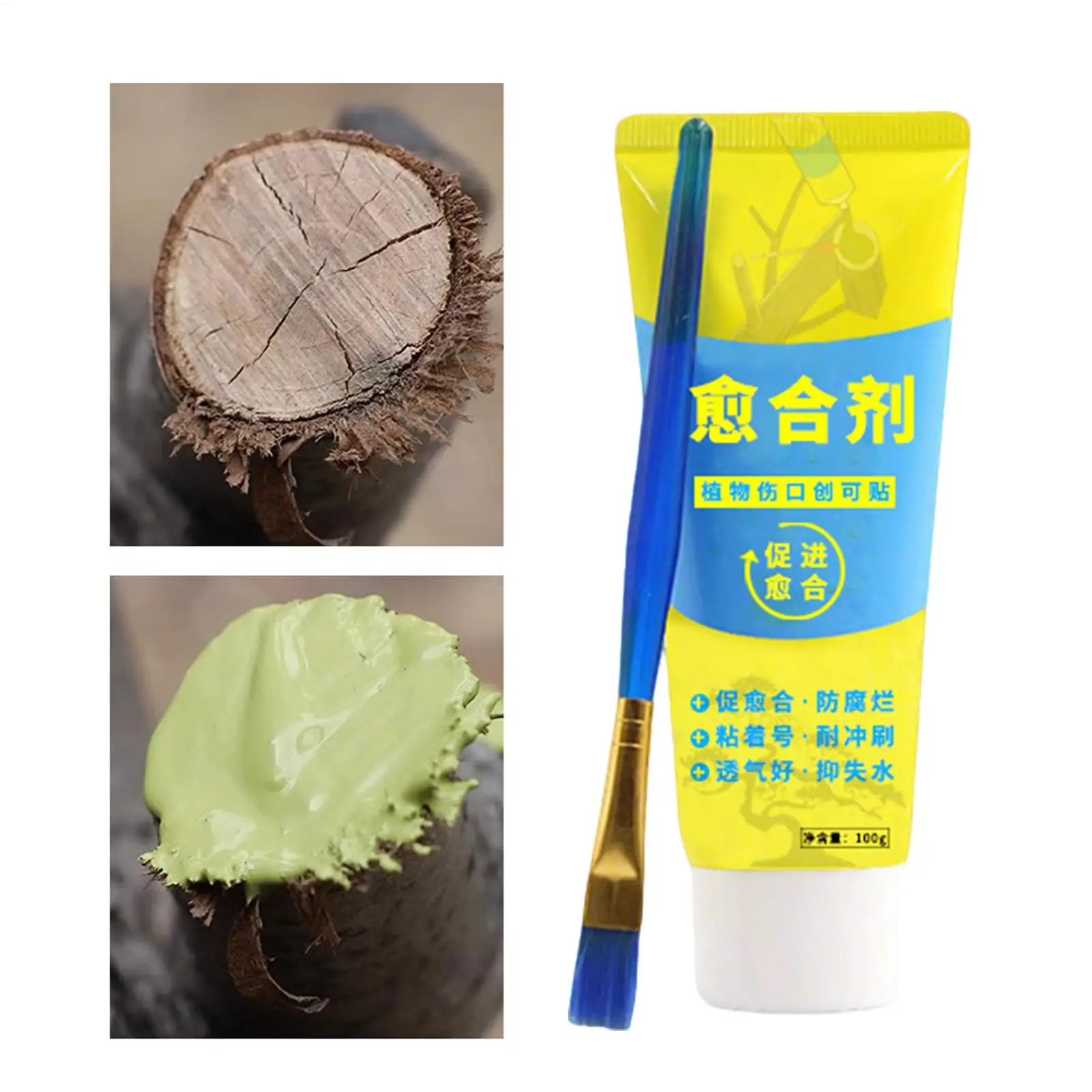 100g Tree Pruning Sealer W eatherproof Trunk Branch Dressing Paint Wound Coating With Brush For Tree Shrub Cutting Repair Agent